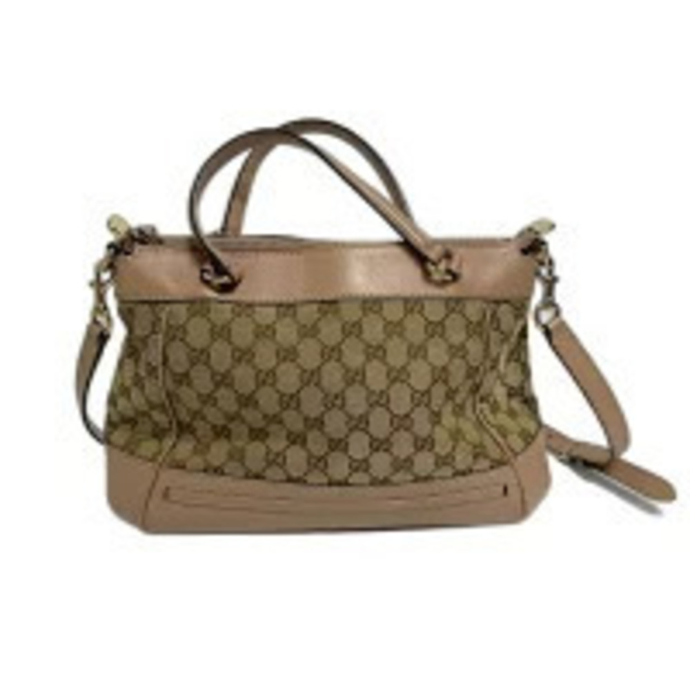 Gucci Mayfair 2Way Convertible Tote beige brown GG monogram pink
